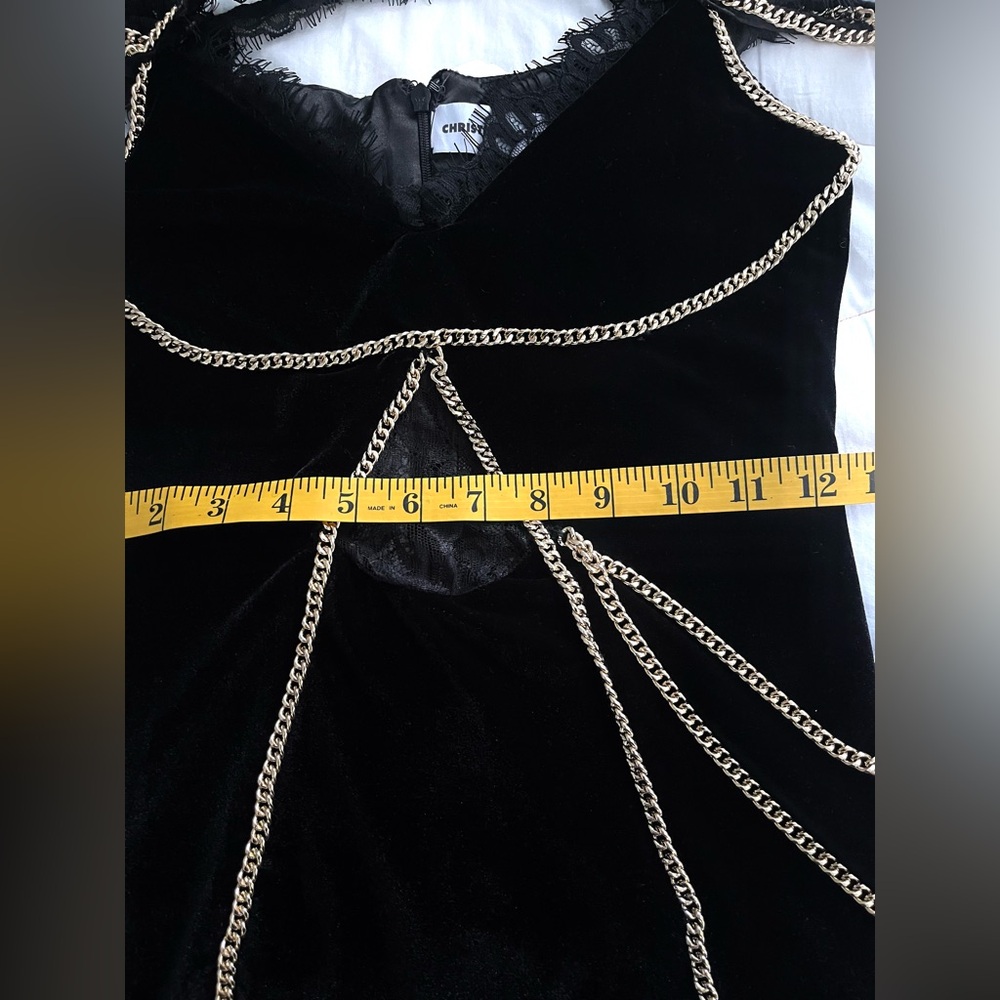 Christian Cowan Velvet Lace & Chains Mini Dress - Picture 10 of 15